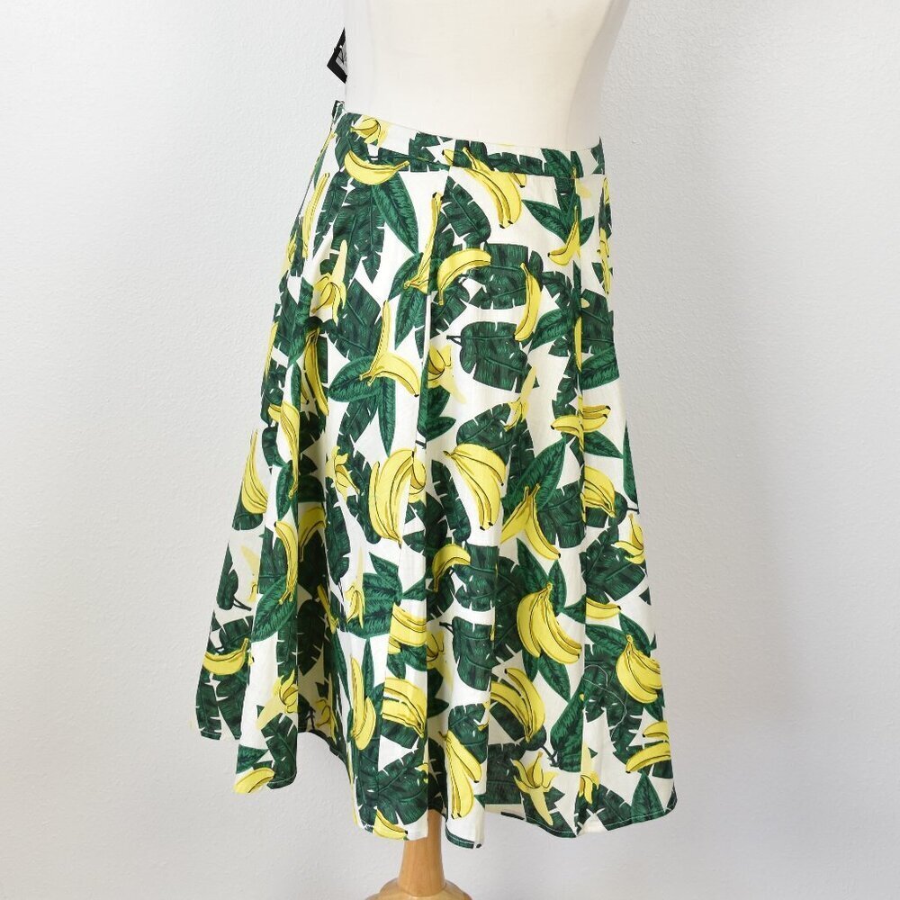 Collectif London Retro Pinup Banana Print Novelty Swing Skirt NEW - 18 - Picture 3 of 8